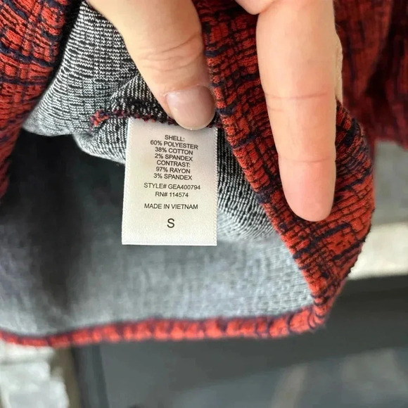 Ro & De Anthropologie Top Size S “parette” Peplum Orange Navy Preppy Career City - Picture 8 of 10